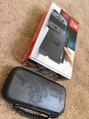 Nintendo Switch 32GB Gray Joy-Cons Dock Charger Case + Mario Odyssey + 128GB