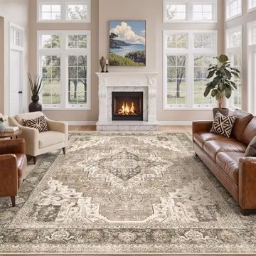 Washable Rugs 8x10 Area Rugs for Living Room, Bedroom, Office, Ultra-Thin Ant...