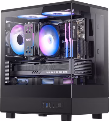 Micro-Atx PC Case, Pre-Install 3 PWM ARGB Fans Computer Case, Full View Dual Tem