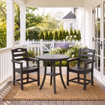 3-Piece Outdoor Bar-Height Bistro Set with Round Table & 2 Armchairs