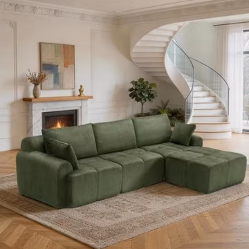 118" Boneless Soft Sofa,Cloud Sectional Couch w/ L-Shaped Chaise for Living Room