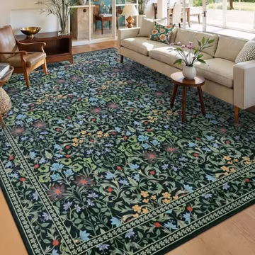 8X10 Washable Area Rugs for Living Room, Non-Slip Large Soft Boho Floral Vintage