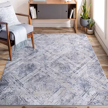 PAYAS Collection 7x9 Blue Grey Geometric Area Rug Modern Contemporary