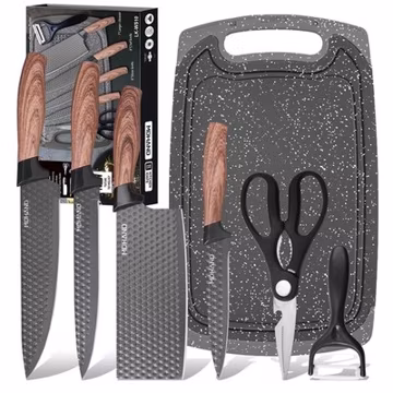 7PCS Kitchen Knife Set with Block Self Sharpening Dishwasher Anti-slip Handle