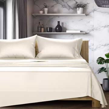 Luxury 100% Egyptian Cotton Queen Sheet Set - 1200 Series, Ivory, 4 PC