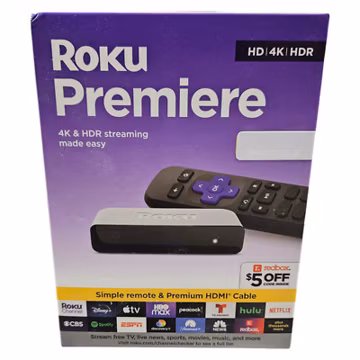 New Roku Premiere 4K/HDR Streaming Media Player with HDMI Cable & Remote