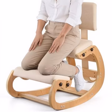 VEVOR Ergonomic Kneeling Chair Wood Posture Chair with Backrest & Thick Cushions