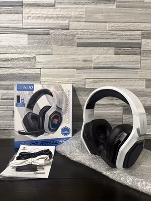White Wireless Gaming Headset White PS5 PC Switch Ozeino Bluetooth 2.4GHz 40H