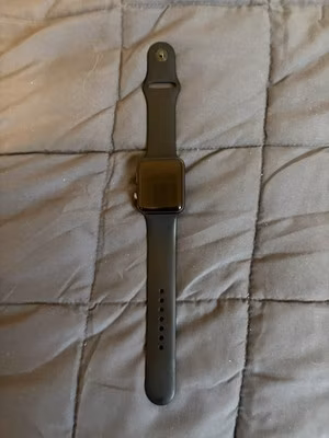 Apple Watch 42mm Silver Aluminum Case Black Silicone Band WatchOS Touch
