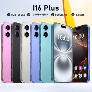 Factory Unlocked I16 Plus HD Smartphone 8+256GB Android 8000mAh 6.8inch Dual SIM
