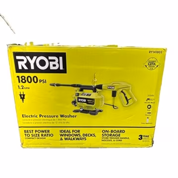Ryobi 1800 PSI Corded Electric Pressure Washer RY141803 w/ Hose Wand Nozzles