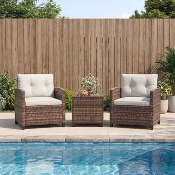 3 PCS Patio Furniture Set Outdoor Sectional Sofa Rattan Wicker Sofa W/ Table NEW