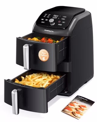 12QT Large Double Air Fryer, Family-Size Dual Airfryer with 2 Baskets, SyncHeat
