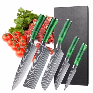 5PCS HAND FORGED JAPANESE DAMASCUS STAINLESS STEEL CHEF KNIFE Set Kitchen Knives