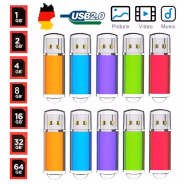 USB Flash Drive 10 Pack USB 2.0 Memory Stick 1GB 2GB 4GB 8GB 16GB 32GB 64GB Lot