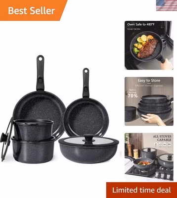 Healthy Non-Toxic 11 Piece Ceramic Cookware Set - Dishwasher & Oven Safe