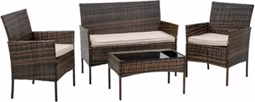 Patio Furniture 4 Pieces Outdoor Indoor Use Rattan Chairs Wicker Conversation Se