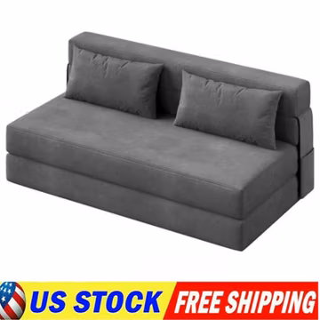 Queen Folding Sofa Bed, Convertible Sleeper Chair Bed Couches w/ Dual-Pillow