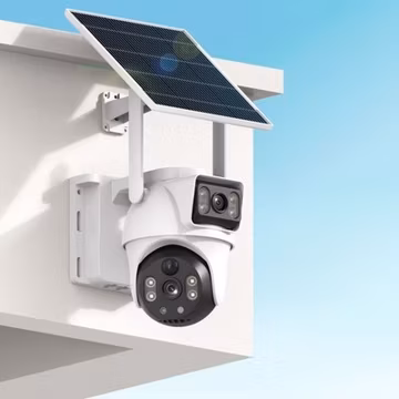 4K Dual Lens Solar Security Camera Wireless Outdoor, 360° PTZ 2.4G Wifi Camera