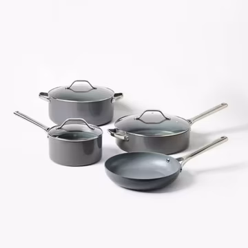 Figmint 7PC Aluminum Cookware Set 450 Degree F Dark Nonstick Ceramic Coated