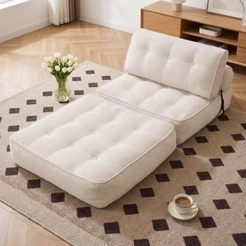 Single Folding Sofa Bed, Convertible Sleeper Chair Bed Couches w/ Dual-Pillow