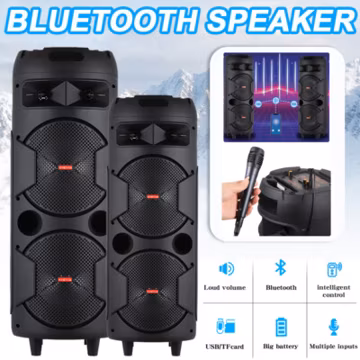 6,000W Bluetooth Speaker Sub woofer Portable Heavy Bass Sound System Party & Mic