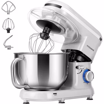 6 Quart Food Stand Mixer 660W 10-Speed Tilt-Head Kitchen Electric Beater Silver