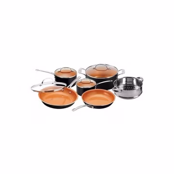 Gotham Steel 1129 10-Piece Kitchen Nonstick Frying Pan and Cookware Set, Brown