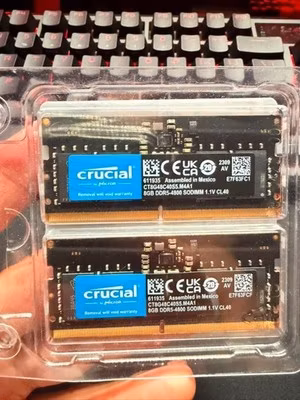 NEW Crucial 16GB DDR5 4800MHz Laptop RAM (2x8GB) PC5-38400 SODIMM CT2K8G48C40S5