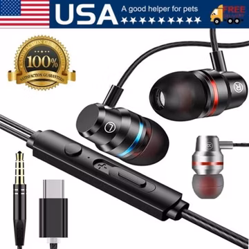 HIFI Bass Stereo Wired Earbuds Headset In-Ear Earphone Headphone MIC 3.5mm USB-C