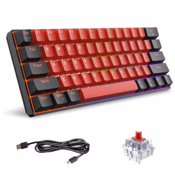 Snpurdiri 60% Wired Gaming Keyboard RGB Backlit Small Membrane 61 Keys for PC