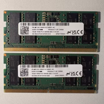 Micron 32GB (2x16GB) DDR5-5600B SO-DIMM 262-Pin Non-ECC MTC8C1084S1SC56BD1