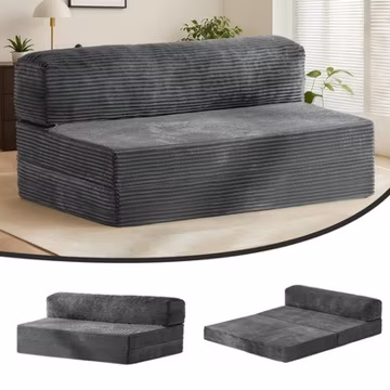 Folding Futon Sofa Bed Full Size, 6 inch Convertible Floor Couch Bed with Rem...