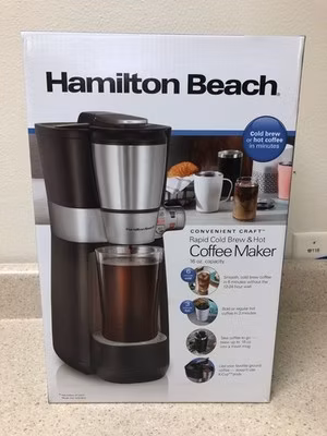 Hamilton Beach 16 oz Black/Silver Cold Brew/Hot Coffee Maker