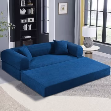 80" Convertible Sofa Bed Corduroy Boneless Couch Pull Out Bed Futon Sleeper Sofa