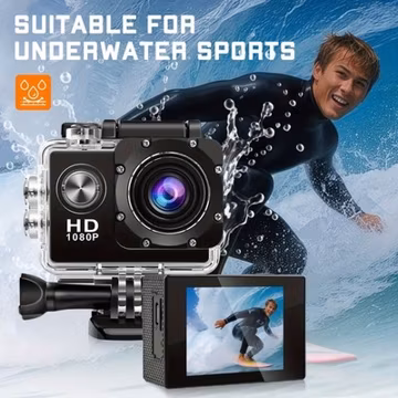 1080P HD Waterproof Action Camera with 2.0 In LCD Screen, 170° Wide Angle, IP65