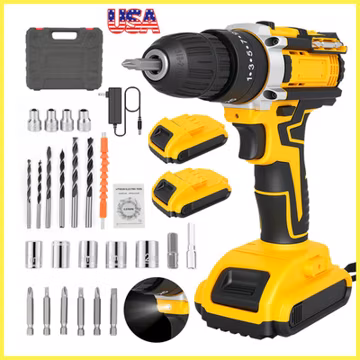 Cordless Impact Drill Brushless Hammer Drill Combo Kit w/2 Batteries & Charger