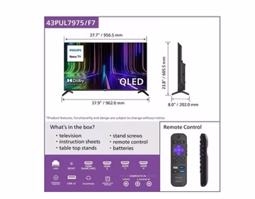 Philips 43" Class 4K (2160p) QLED Roku Smart TV (43PUL7975/F7)