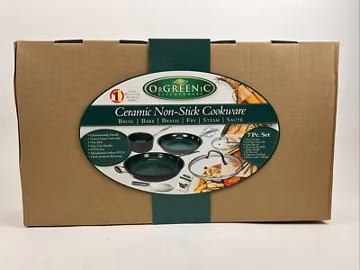 Orgreenic Kitchenware Ceramic Nonstick Cookware 7 Pc Set New