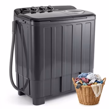 Portable Washing Machine 30LBS Twin Tub Washer Spinner Combo Drain Pump Grey