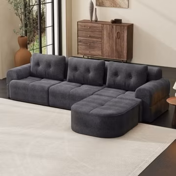 112" L-Shaped Sectional Sofa Modular Cloud Couch w/ Chaise, Boneless No Assembly