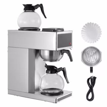12 Cups Commercial Drip Coffee Maker Brewer w/ 2 Glass Carafes & Warmers Office