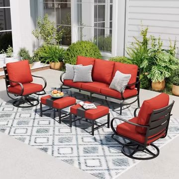 5 Piece Patio Furniture Set Outdoor Conversation Set for Lawn Garden Backyard