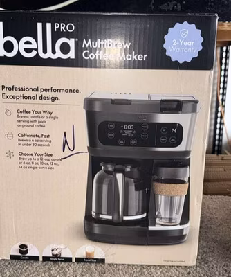 bella PRO MultiBrew 12-Cup Drip & Single-Serve Coffee Maker - Black Stainless