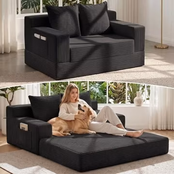 Convertible Sofa Bed,Small Boneless Couch & Boneless Loveseat,Pull Out Couch ...