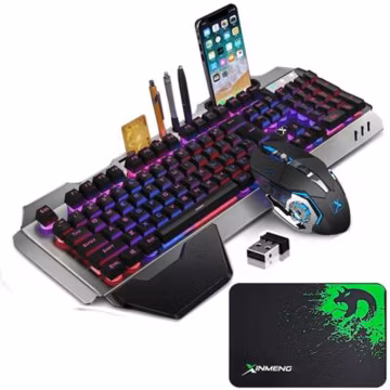 Wireless Gaming Keyboard and Mouse Mechanical Feel Rainbow Backlit