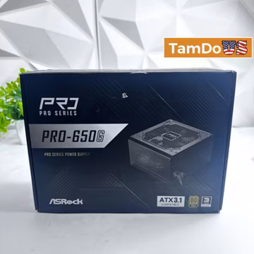 ASRock PRO-650G 650W 80 Plus Gold Power Supply ATX 3.1 Compatible Non-Modular