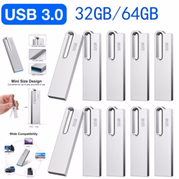 USB 3.0 Flash Drive 32GB 64GB Lot Pack Memory Stick Metal Waterproof Pen Drive