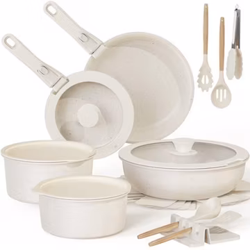 20-Piece Nonstick Ceramic Cookware Set with Detachable Handles, Induction Safe