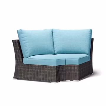 Aoodor Patio Corner Rattan Sofa Set Modular Sectional Wicker Couch w/ Cushions